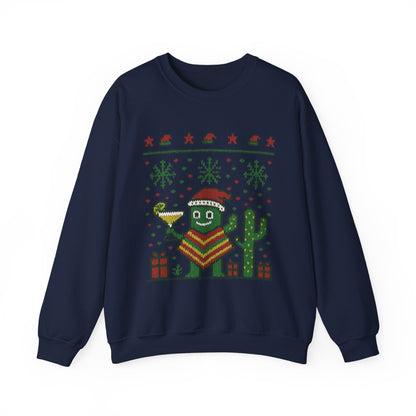 Festive Cactus Christmas Women's Sweatshirt, Funny Santa Hat Holiday Pullover, Women's Heavy Blend™ Crewneck Sweatshirt