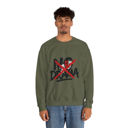 No Drama Mens Crewneck Sweatshirt, Casual Everyday Wear, Gift for Friends, Relaxed Vibes, Comfortable Fashion