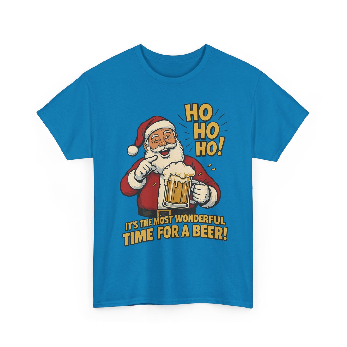 Funny Santa Beer Christmas T-Shirt, Men's Holiday Party Tee