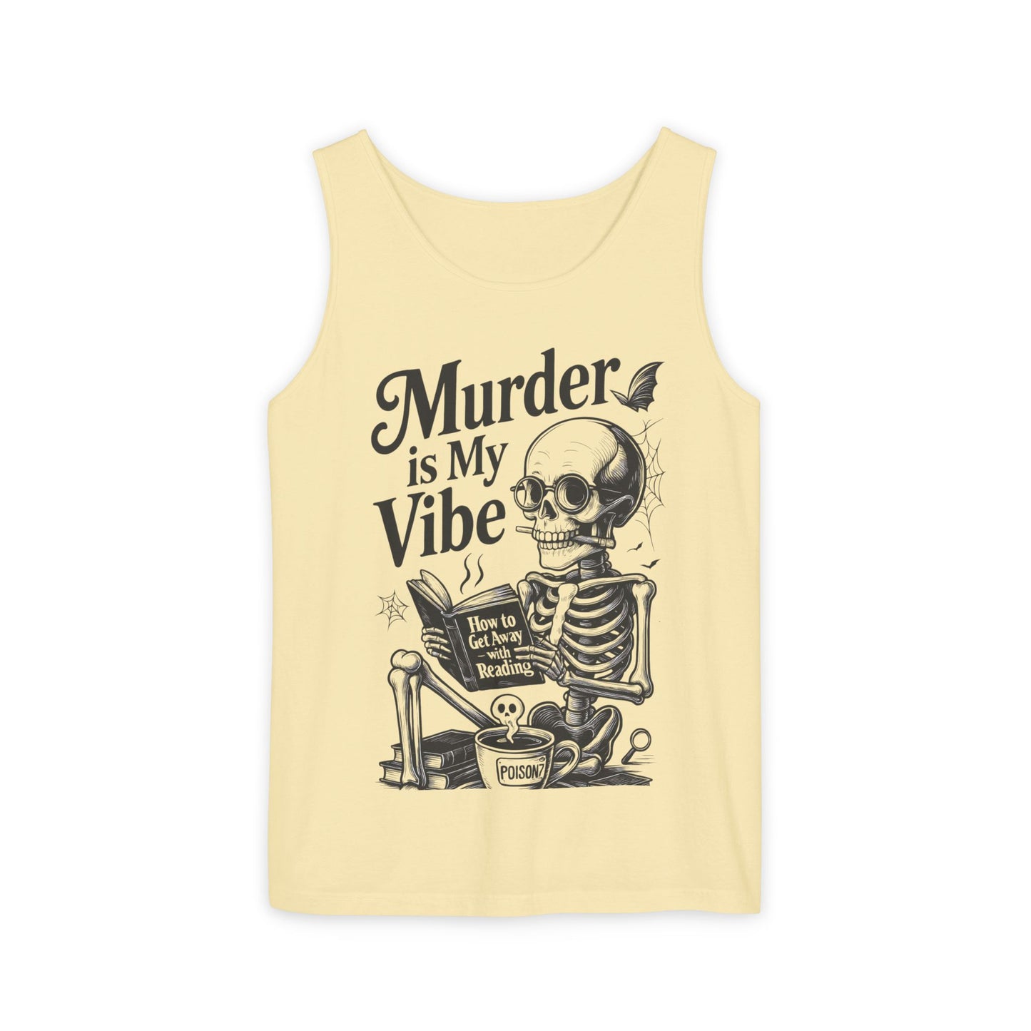 Murder Is My Vibe Tank Top, Womens Goth Tank, Halloween Clothing, Skeleton Graphic Tee, Cozy Casual Wear, Quirky Gift Idea