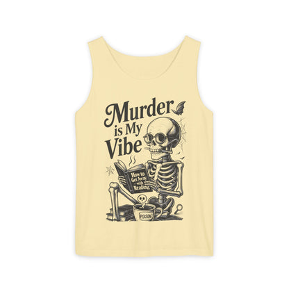 Murder Is My Vibe Tank Top, Womens Goth Tank, Halloween Clothing, Skeleton Graphic Tee, Cozy Casual Wear, Quirky Gift Idea