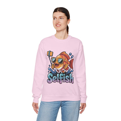 Selfish Womens Sweatshirt, Funny Selfie Pullover, Cute Ocean Pun Sweater, Playful Sea Life Gift, Fun Gift for Fish Lovers, Fishing Apparel