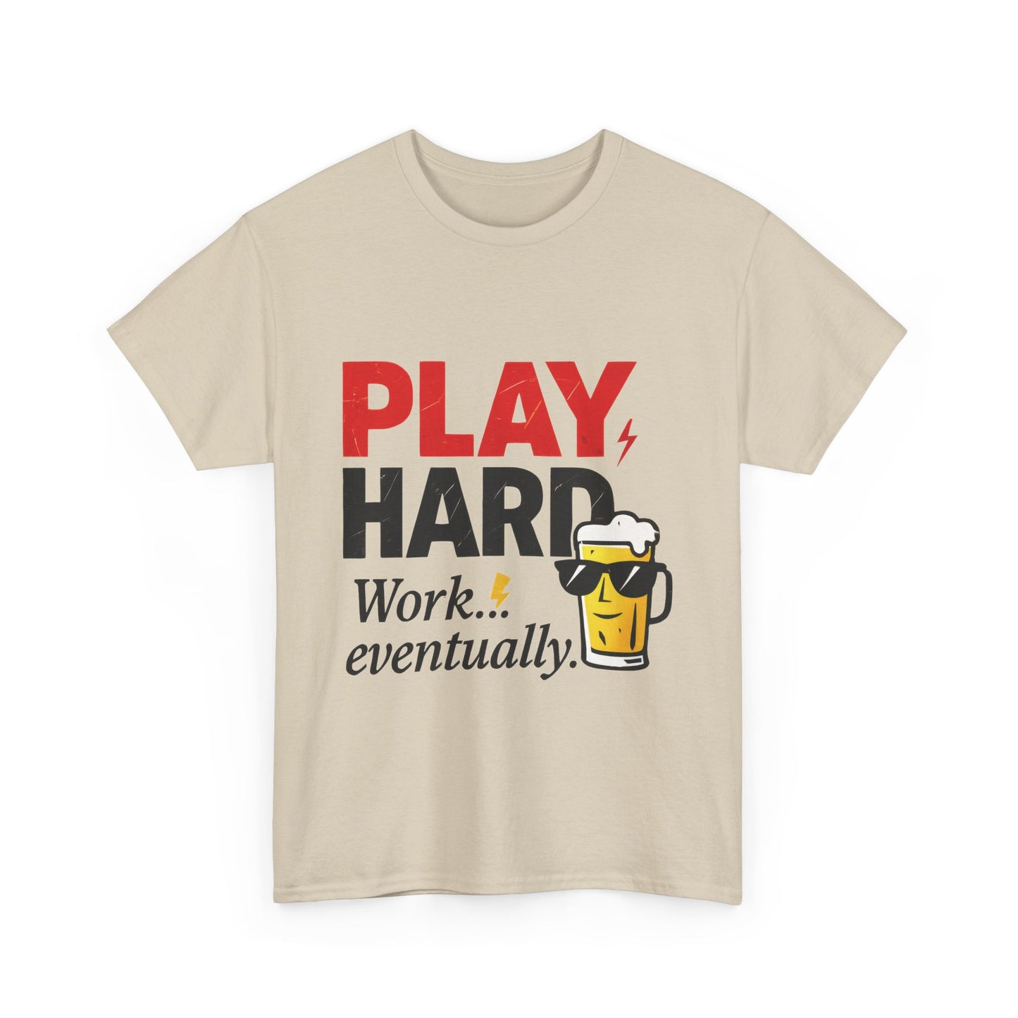 Play Hard Mens Heavy Cotton Tee, Perfect for Beer Lovers, Casual Hangouts, Parties, Gifts, and Relaxed Days