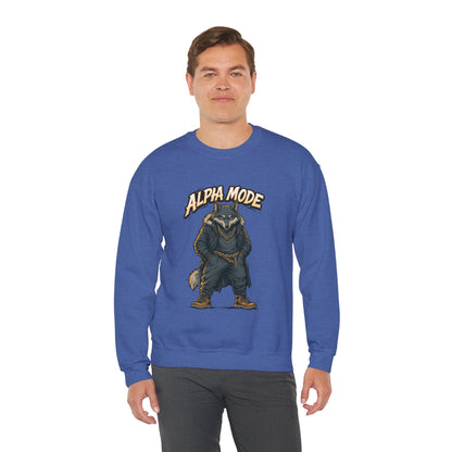 Alpha Mode Wolf Crewneck Sweatshirt, Mens Streetwear Pullover, Hip Hop Savage Wolf Sweater, Alpha Male Graphic Crewneck, Urban Wolf Gift