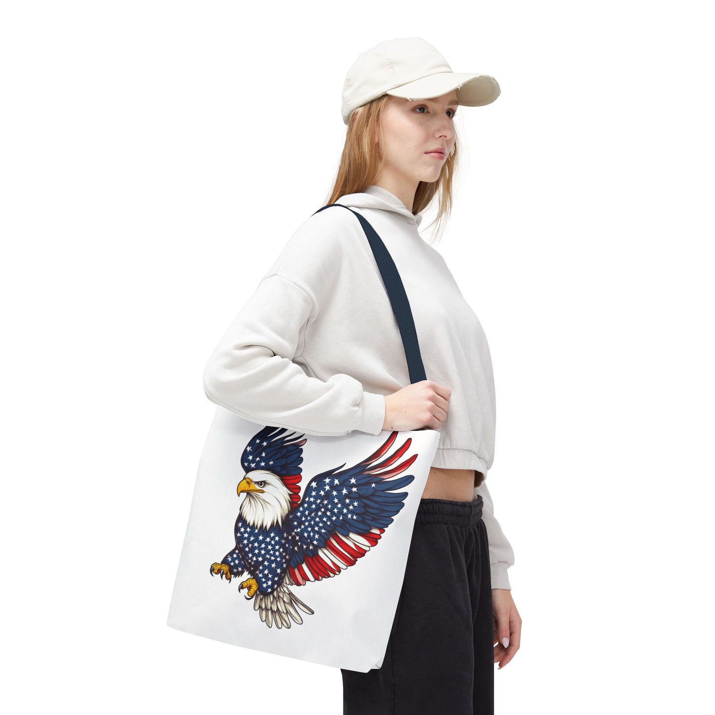 Patriotic Eagle Tote Bag, AOP, Perfect for July 4th, Festivals, Eco-Friendly Shopping, Gift for Nature Lovers, large canvas bag, beach bag