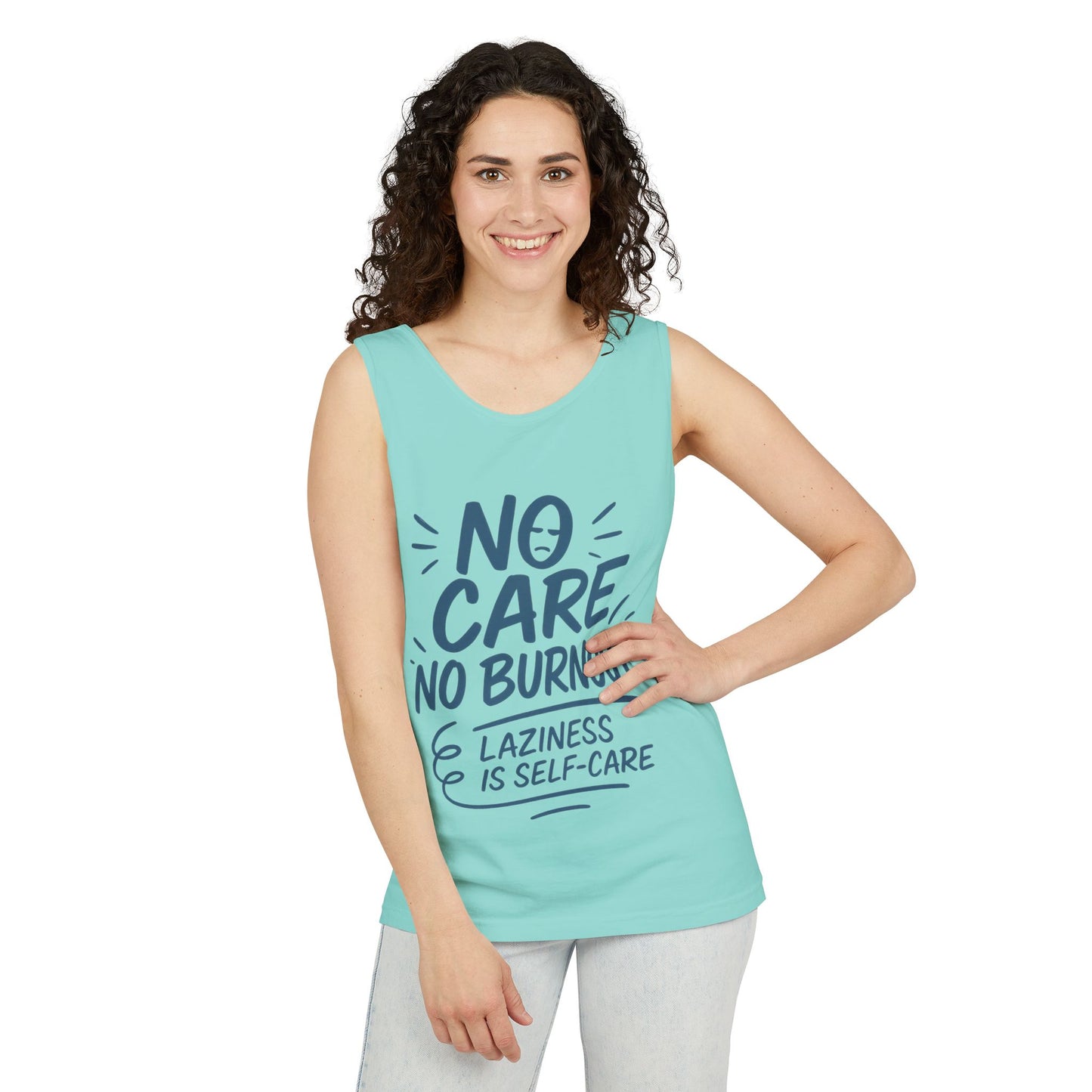 Mens Lazy Life Tank Top, No Care No Burnout Funny Quote, Workout Gym Sleeveless Shirt, Humor Gift for Him, Gift for Mental Health Awareness