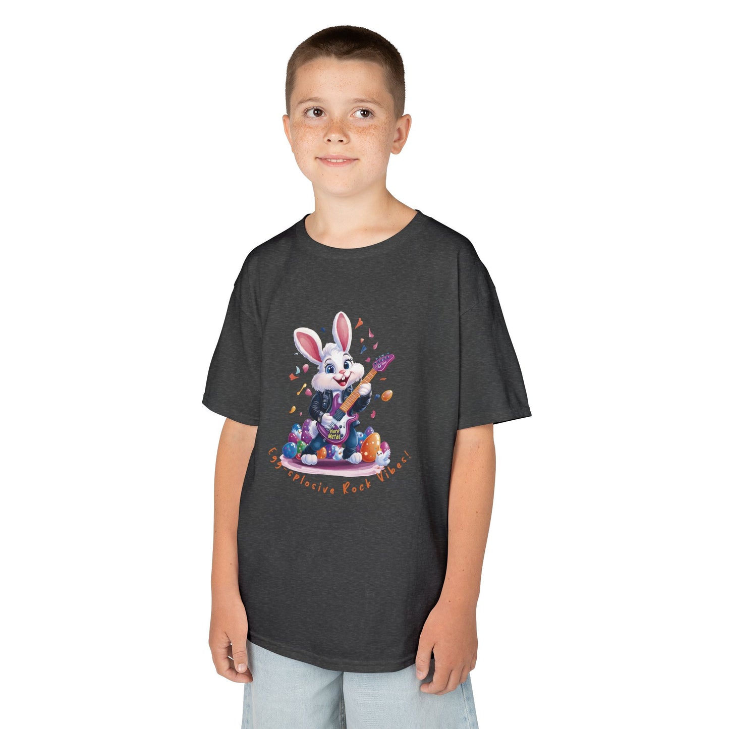 Explosive Rock Vibes Kids Tee - Fun Bunny Graphic T-Shirt for Young Rockstars