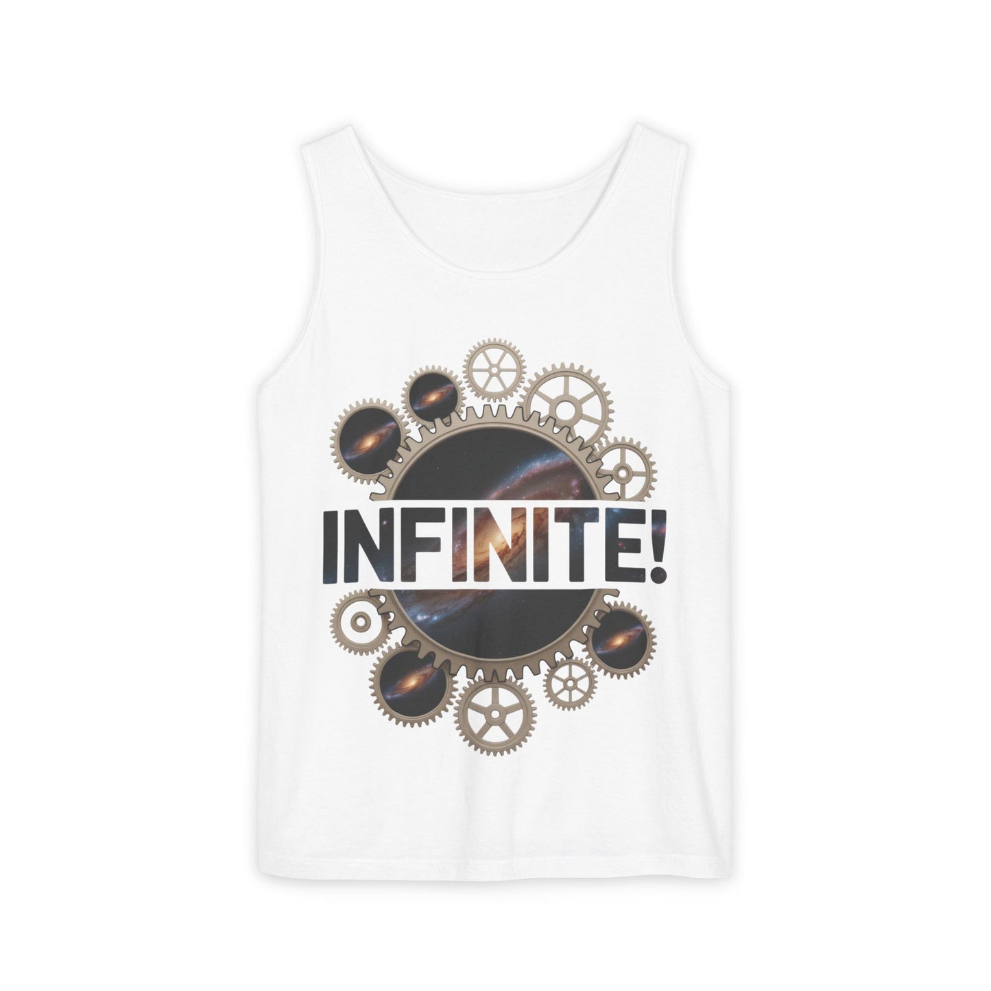 Men's INFINITE! Steampunk Space Gears T-Shirt, Cosmic Mechanical Design Tee for Sci-Fi & Engineering Lovers, Workout Shirt