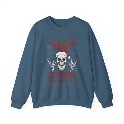 Heavy Christmas Sweatshirt, Metal Santa Skull Holiday Pullover for Men