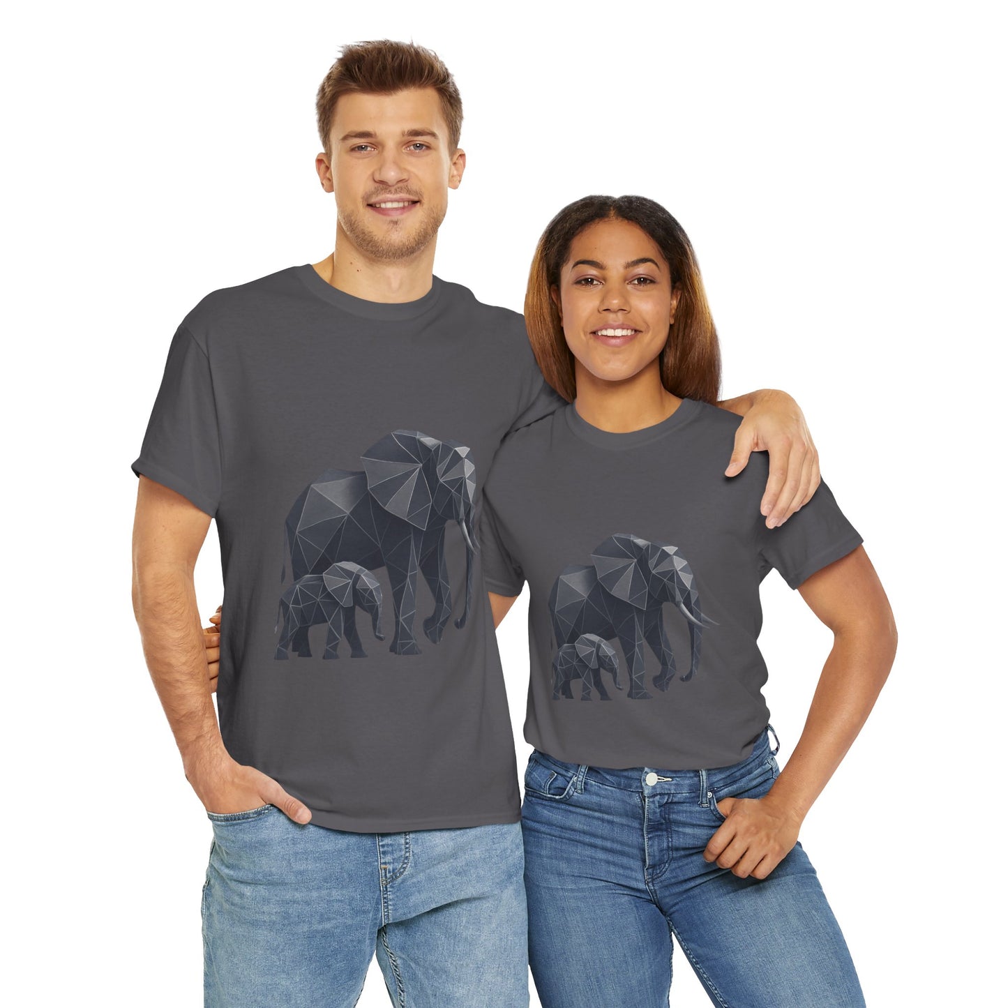 Geometric Elephant Tee - Minimalist Art Shirt, Nature Lover Gift, Animal Print T-Shirt, Unisex Cotton Tee, Eco-Friendly Wear