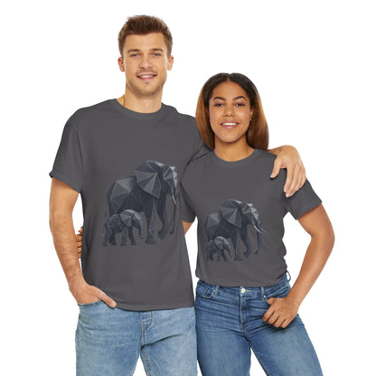 Geometric Elephant Tee - Minimalist Art Shirt, Nature Lover Gift, Animal Print T-Shirt, Unisex Cotton Tee, Eco-Friendly Wear