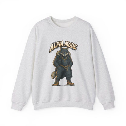 Alpha Mode Wolf Crewneck Sweatshirt, Mens Streetwear Pullover, Hip Hop Savage Wolf Sweater, Alpha Male Graphic Crewneck, Urban Wolf Gift