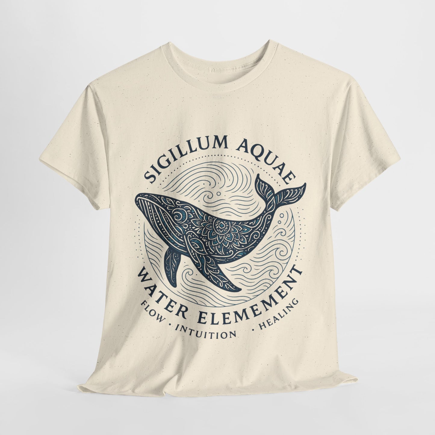 Water Element Whale Tee, Sigillum Aquae Symbol, Flow Intuition Healing, Spiritual Ocean Totem Tee, Nature Energy Shirt, Mindfulness Fashion