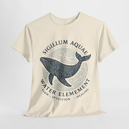 Water Element Whale Tee, Sigillum Aquae Symbol, Flow Intuition Healing, Spiritual Ocean Totem Tee, Nature Energy Shirt, Mindfulness Fashion