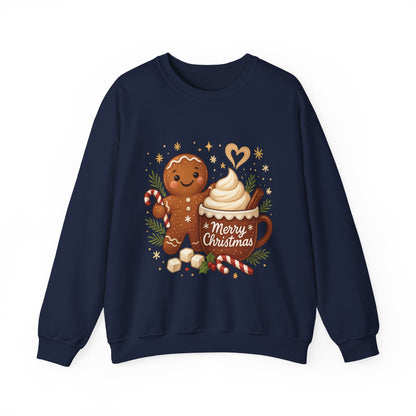 Women's Gingerbread - Hot Cocoa Christmas Sweatshirt,  Cozy Holiday Pullover, Women's Heavy Blend™ Crewneck Sweatshirt