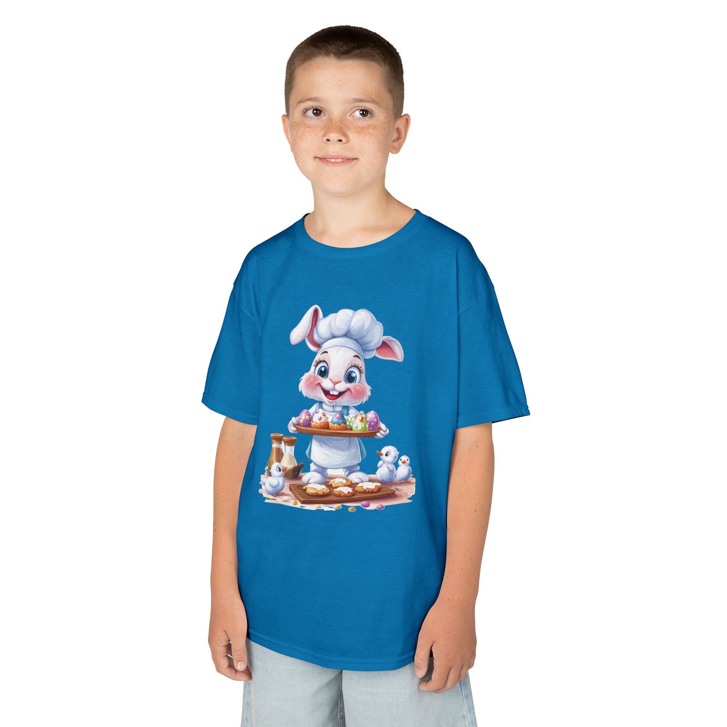 Easter Bunny Chef Kids T-Shirt, Cute Spring Baking Tee with Eggs, Toddler Easter Outfit, Bunny Holding Egg Tray Tee, Cute Animal Design
