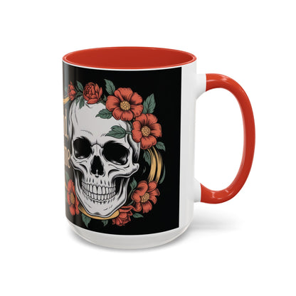 Eternal Mind Endless Flame Mug, Gothic Skull - Floral Coffee Cup, Dark Romantic Gift for Halloween or Everyday Use, Coffee Mug (11, 15oz)