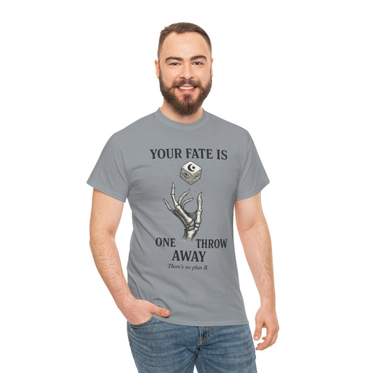 Your Fate Mens Heavy Cotton Tee, Skeleton Dice Graphic T-Shirt, Trendy Gift for Gamers, Gambling Tee, Unique Quote Apparel