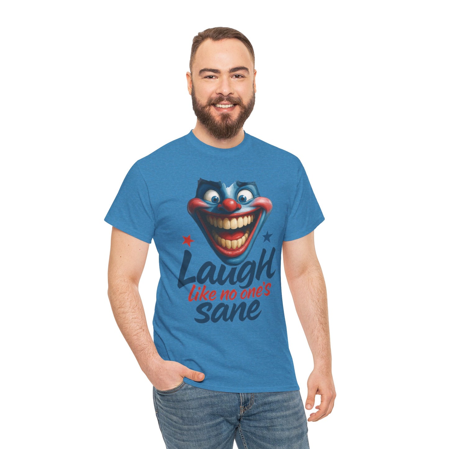 Funny Clown Face Unisex Heavy Cotton Tee, Creepy Clown Face T-Shirt, Humor T-Shirt,Clown Theme Shirt, Funny Horror Graphic Tee