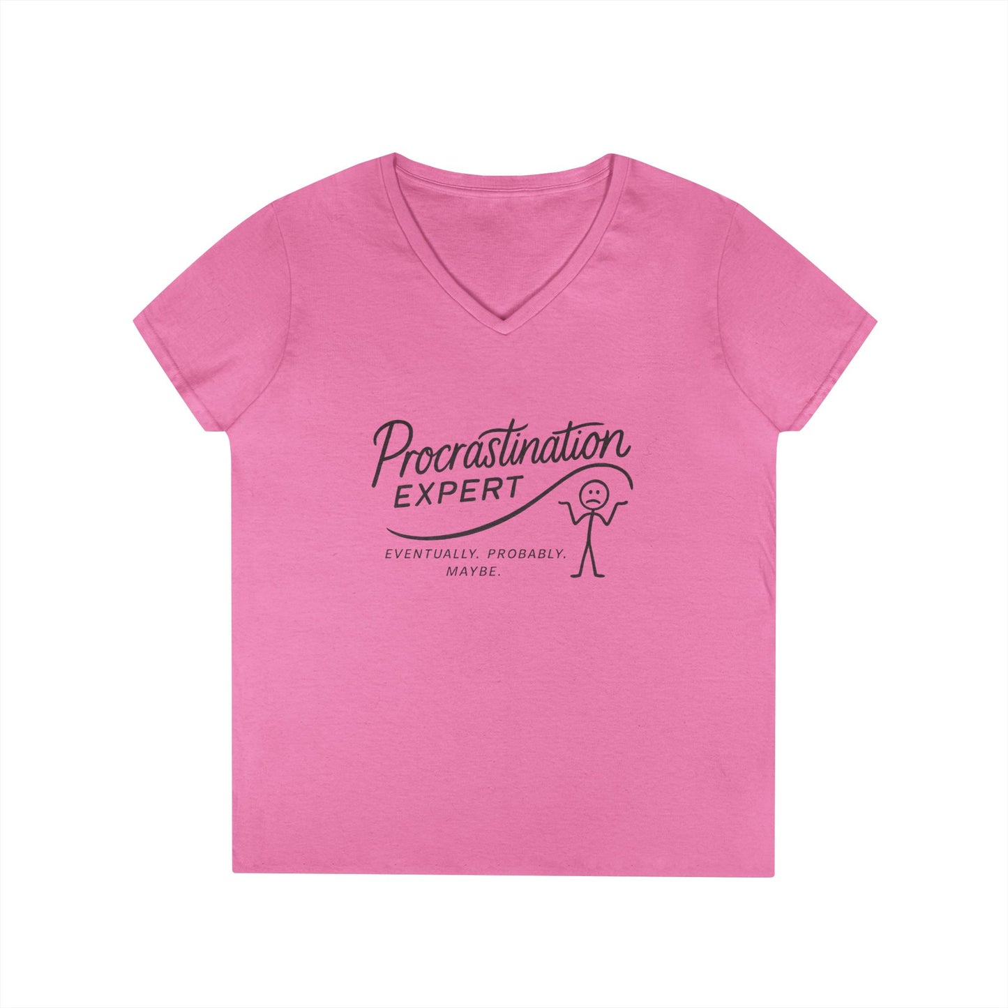 Procrastination Expert V-Neck T-Shirt, Funny Gift for Students, Lazy Days, Work from Home, Relaxing Apparel, Humor Shirt