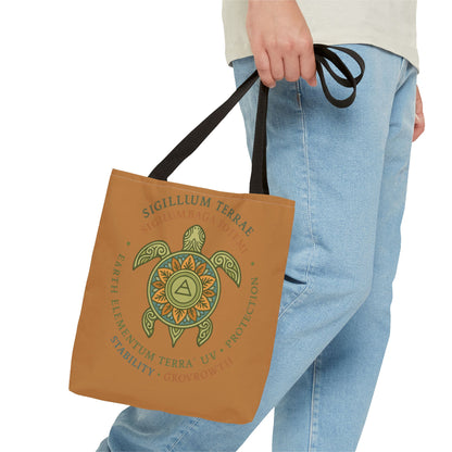 Spiritual Symbol Tote Bag, Eco-Friendly Shopping Bag, Meditation Pouch, Gift for Yogis, Bohemian Style, Sigillum Terrae Design