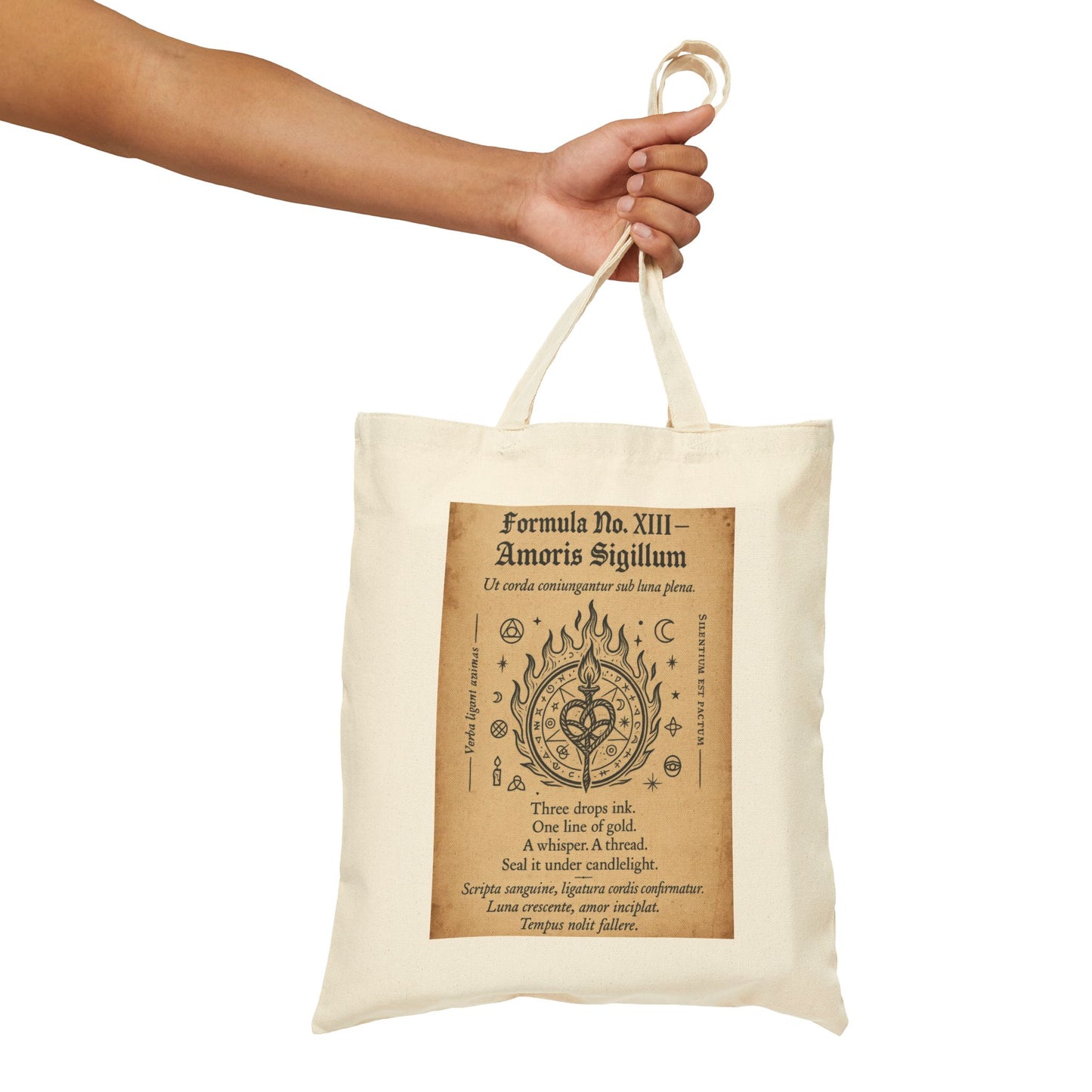 Love Sigil Tote Bag, Amoris Charm Print, Occult Romance Symbol, Witchy Ritual Canvas Bag, Mystic Heart Spell Design, Witchy Gift, Boho Tote