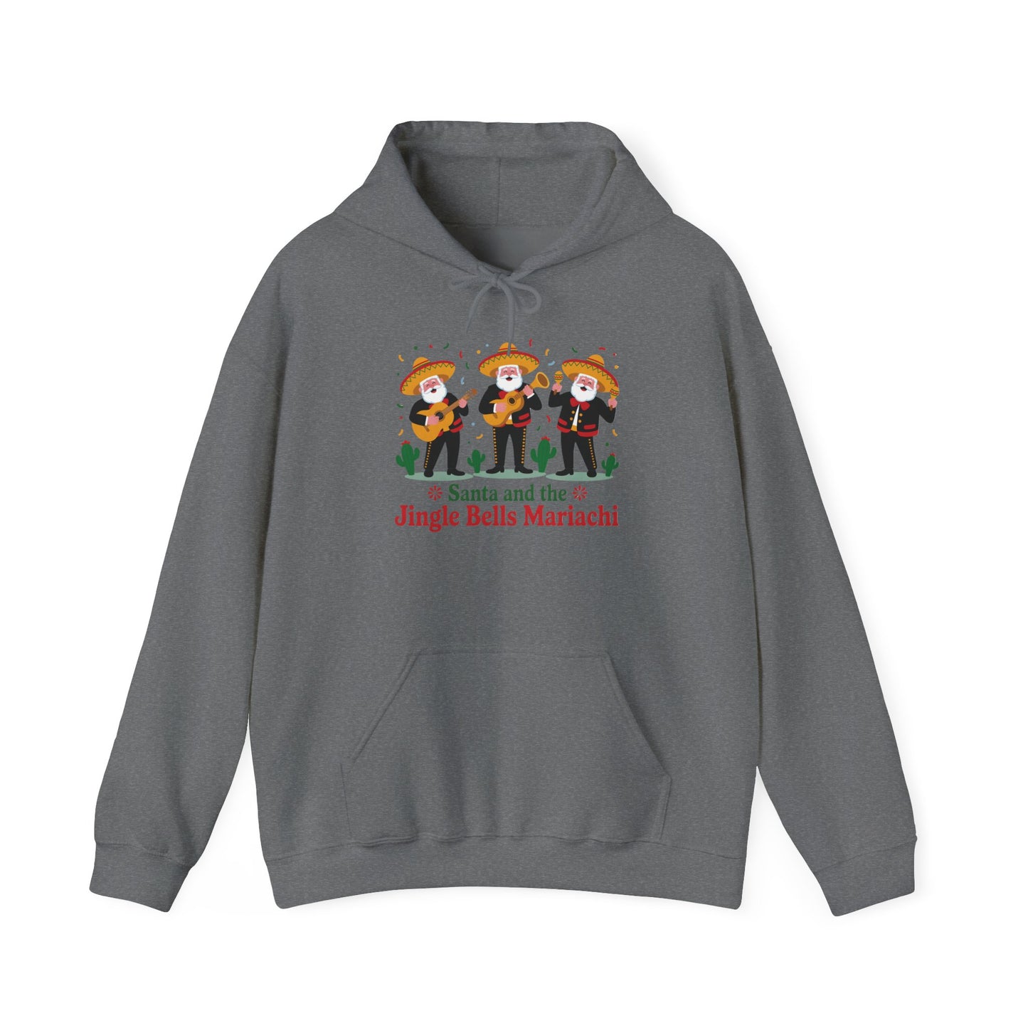 Santa and the Jingle Bells Mariachi Hoodie, Funny Mexican Santa Christmas Hoodie, Latin Fiesta Holiday Sweatshirt