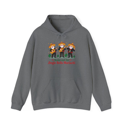 Santa and the Jingle Bells Mariachi Hoodie, Funny Mexican Santa Christmas Hoodie, Latin Fiesta Holiday Sweatshirt