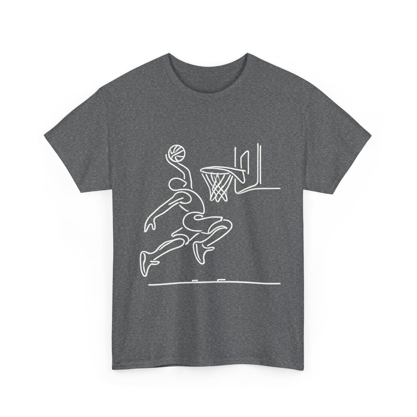 Basketball Slam Dunk Line Art Shirt, Unisex Heavy Cotton Tee, Sportswear, Gift for Athletes, Streetwear, Basketball Player T-Shirt