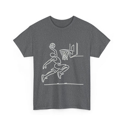 Basketball Slam Dunk Line Art Shirt, Unisex Heavy Cotton Tee, Sportswear, Gift for Athletes, Streetwear, Basketball Player T-Shirt