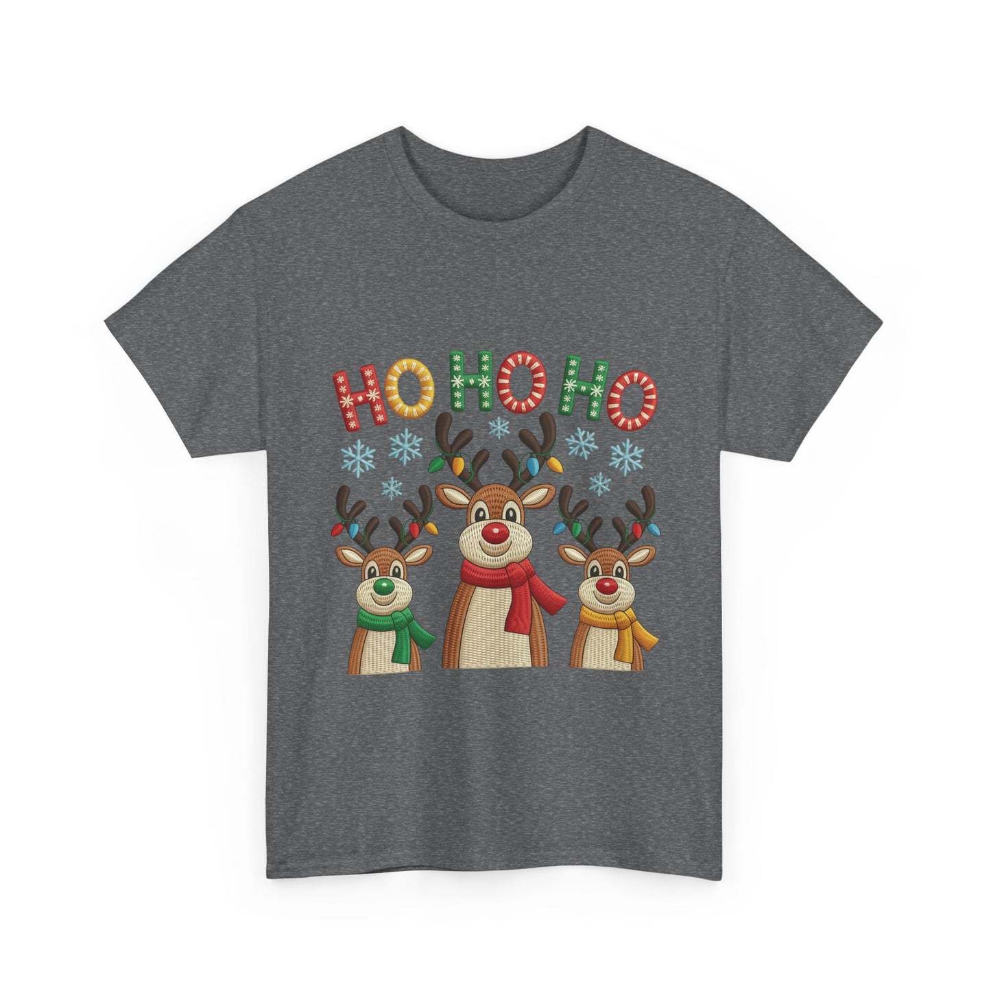 Ho Ho Ho Reindeer T-Shirt, Cute Christmas Tee for Women