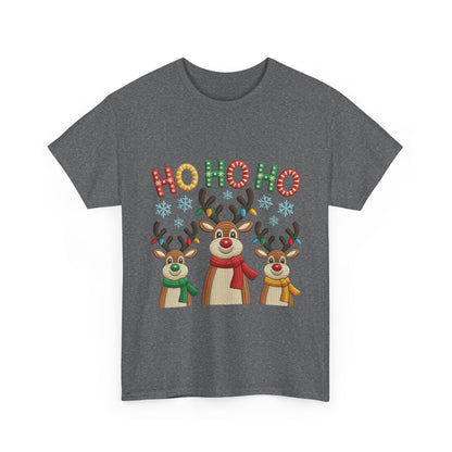 Ho Ho Ho Reindeer T-Shirt, Cute Christmas Tee for Women