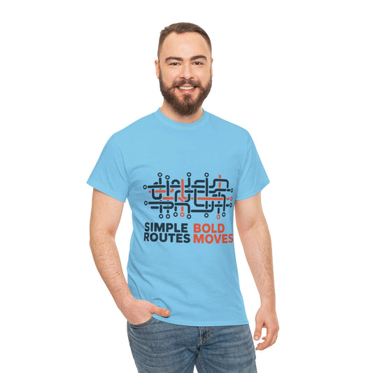 Simple Routes Bold Moves Mens T-Shirt, Minimal Urban Metro Map Graphic Tee