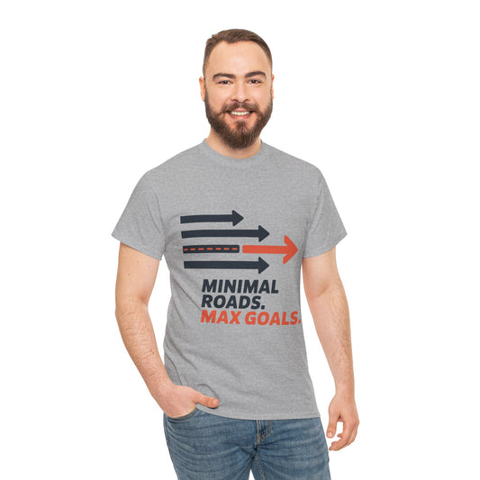 Minimal Roads Max Goals Motivational Mens T-Shirt, Urban Style Graphic Tee