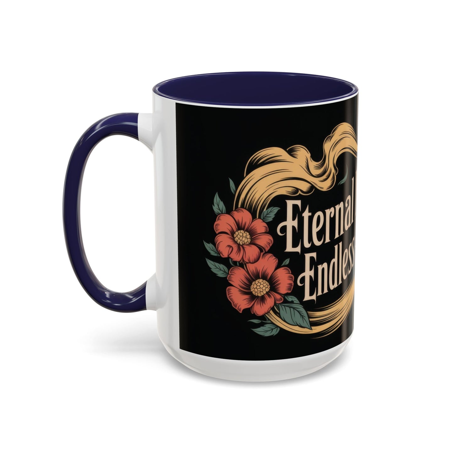 Eternal Mind Endless Flame Mug, Gothic Skull - Floral Coffee Cup, Dark Romantic Gift for Halloween or Everyday Use, Coffee Mug (11, 15oz)