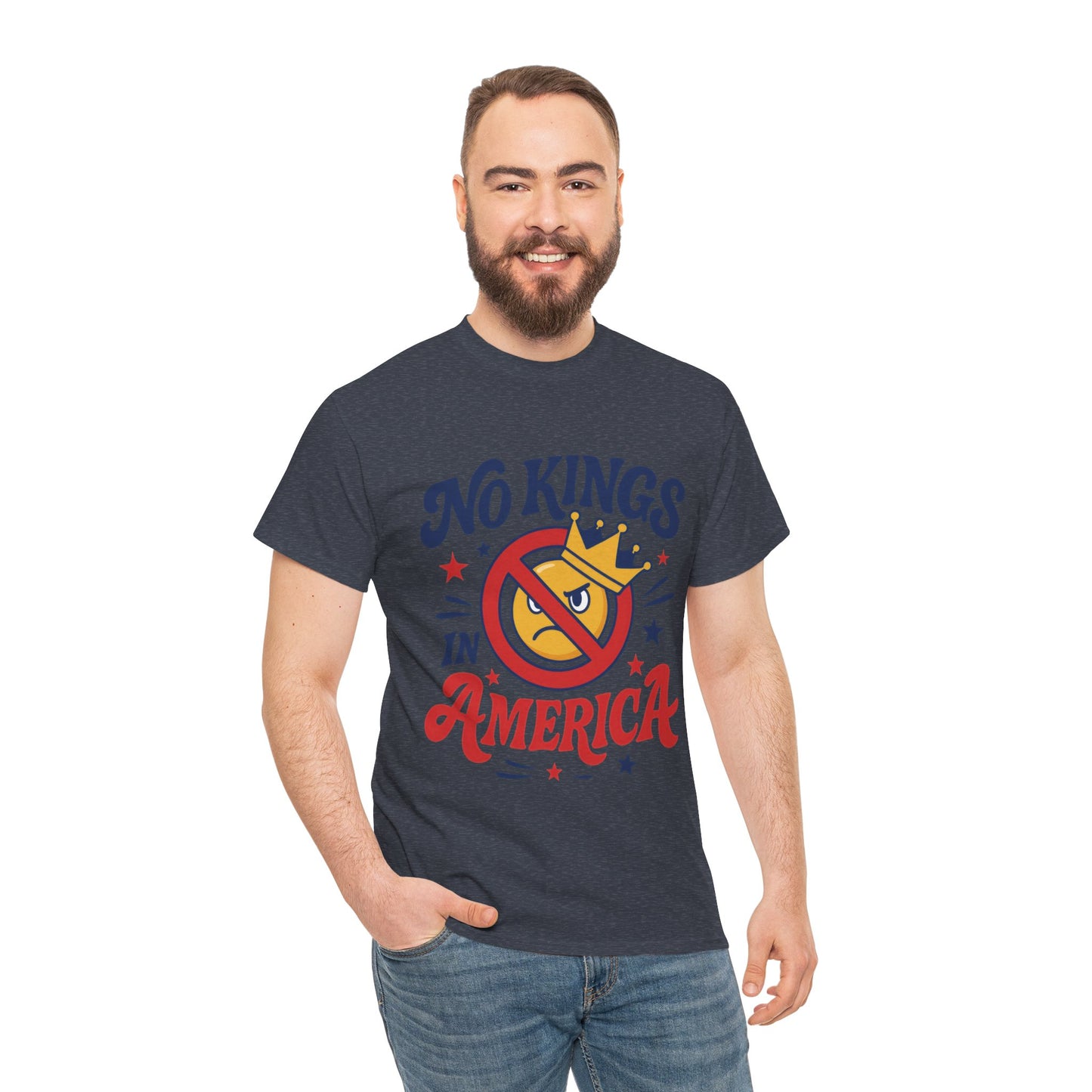 No Kings in America Unisex T-Shirt - Funny Patriotic Anti Monarchy Tee - 4th of July USA Shirt, Political Rallies, Statement Wear