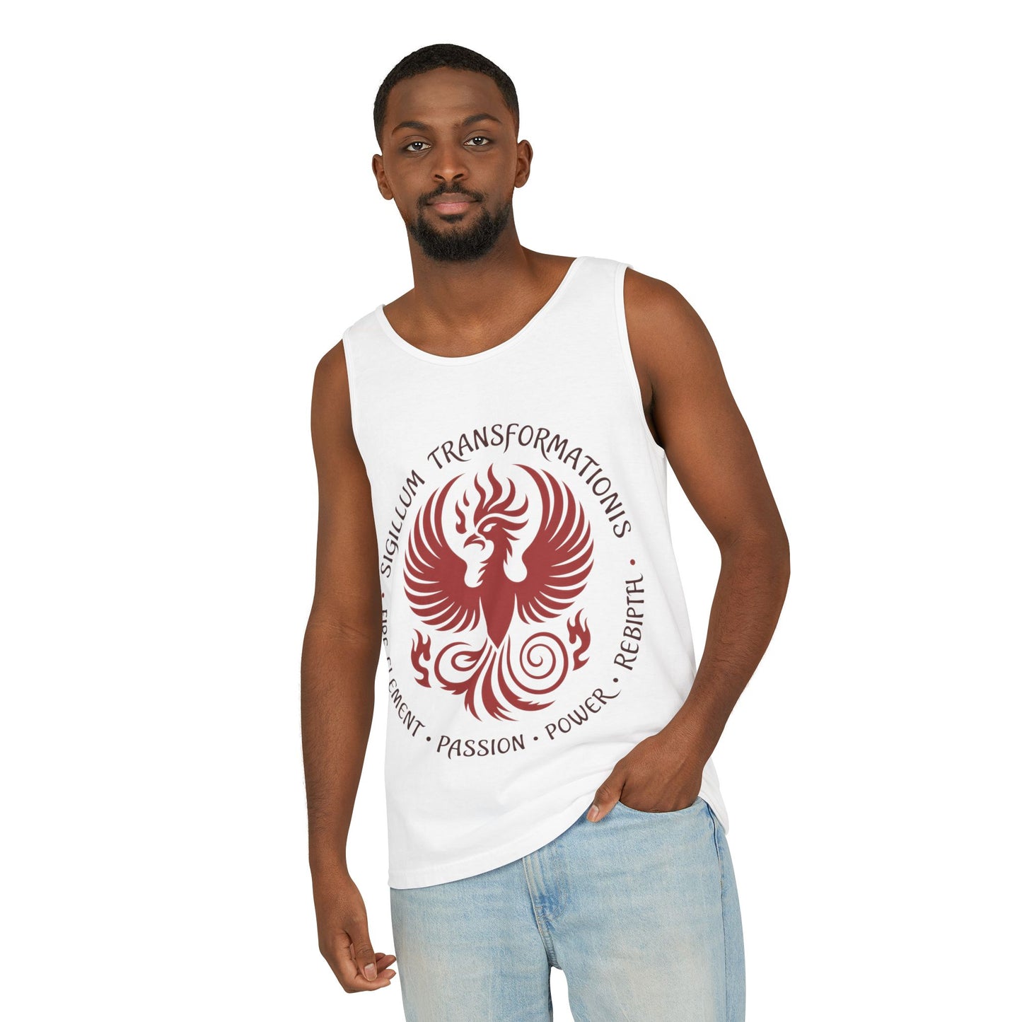 Phoenix Fire Element Tank Top, Sigillum Transformationis Seal, Passion Power Rebirth Totem, Phoenix Symbol Unisex Tank, Spiritual Tee