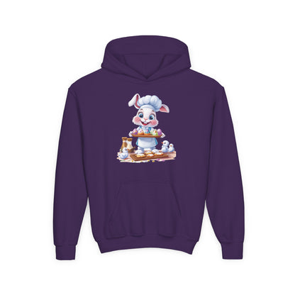 Easter Chef Bunny Hoodie for Kids, Cute Baker Bunny, Fun Holiday Outfit, Youth Spring Sweatshirt, Easter Gift, Bunny Design Hoodie