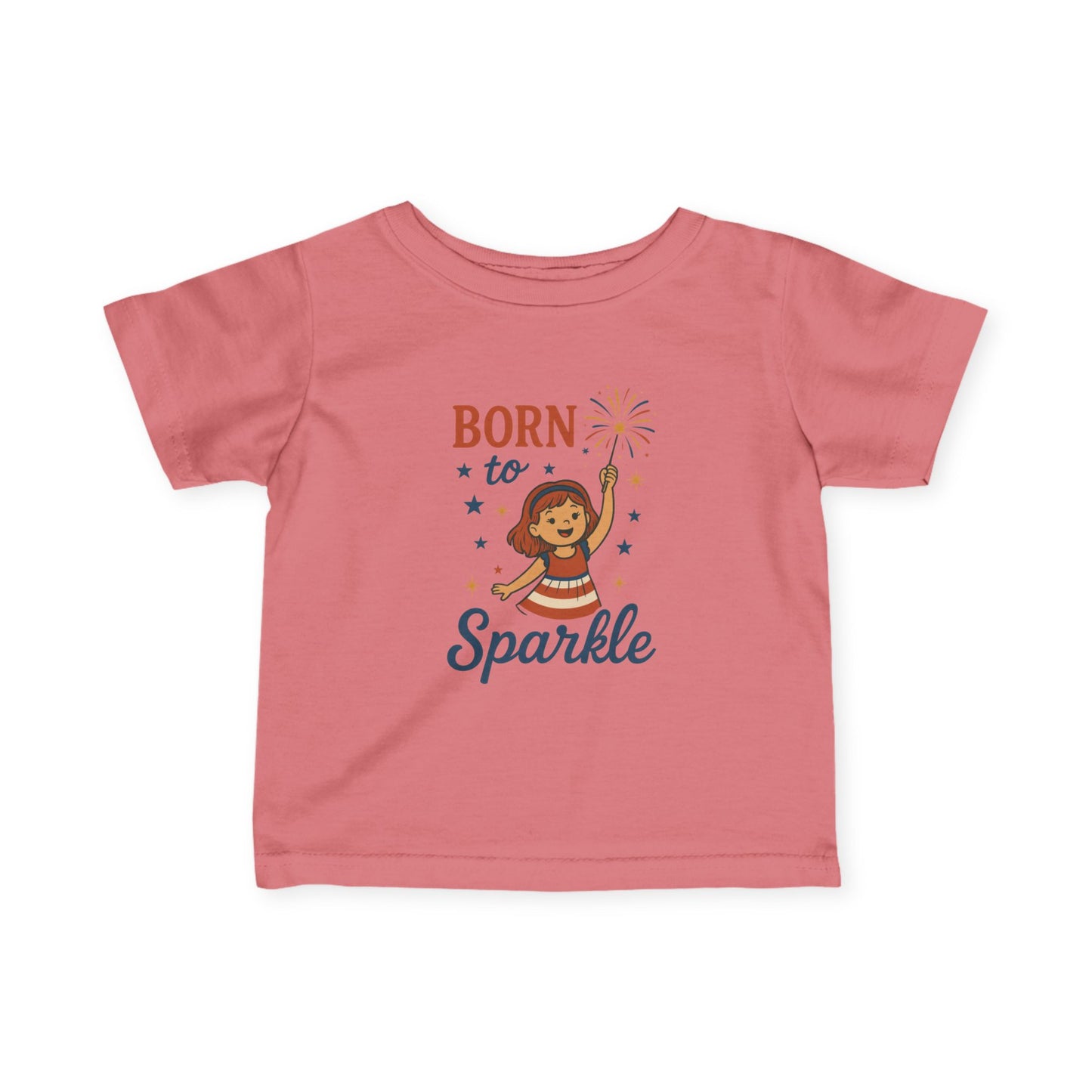 4th of July Baby Girl Tee, Born to Sparkle, Patriotic Toddler Tee, Independence Day Outfit for Girls