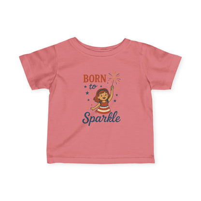 4th of July Baby Girl Tee, Born to Sparkle, Patriotic Toddler Tee, Independence Day Outfit for Girls
