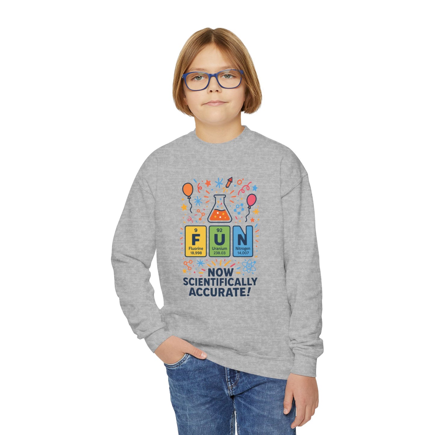 Youth Science Fun Sweatshirt, Perfect for STEM Lovers, Birthday Gift, Cozy Classroom Wear, Youth Crewneck