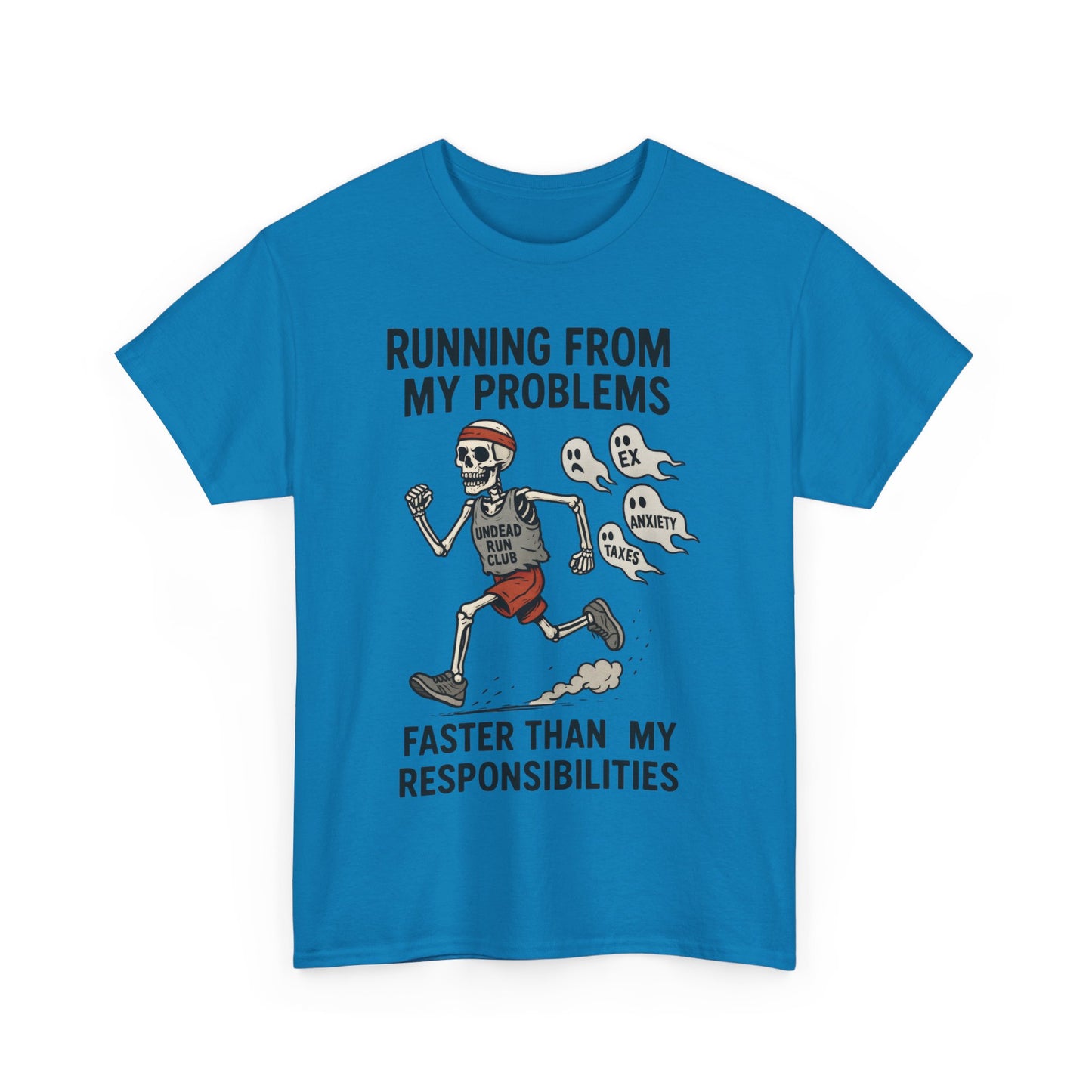 Skeleton Runner Tee for Men, Undead Jogging Club Shirt, Halloween T-Shirt, Gift for Runners, Anxiety Humor Gift