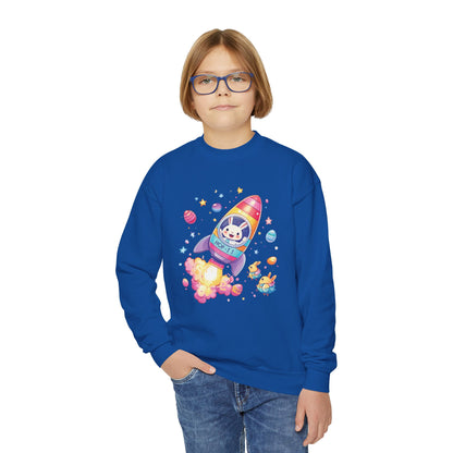 Astronaut Easter Bunny Youth Sweatshirt - Cute Rocket Bunny Design, Space Adventure Spring Shirt, Fun Holiday Gift for Kids