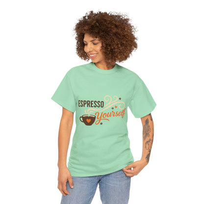 Espresso Yourself Coffee Lover Womens T-Shirt, Funny Barista Graphic Tee Gift