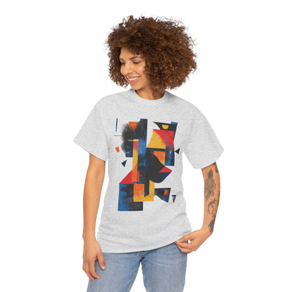 Abstract Geometric Art T-Shirt, Colorful Unisex Heavy Cotton Tee, Modern Artistic Shirt, Bold Graphic Print Tee