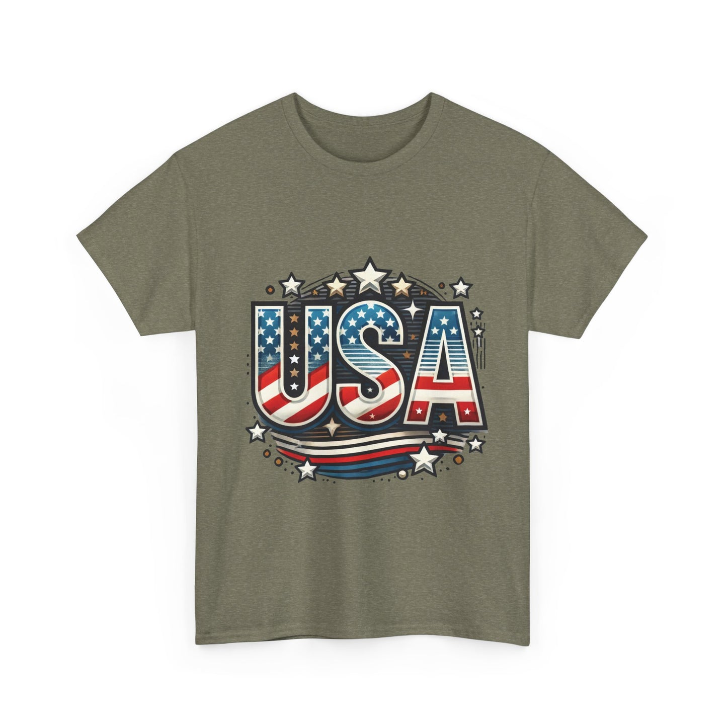 Patriotic USA T-Shirt, Unisex Heavy Cotton Tee for Independence Day, Memorial Day, 4th of July, Casual Wear, Gifts