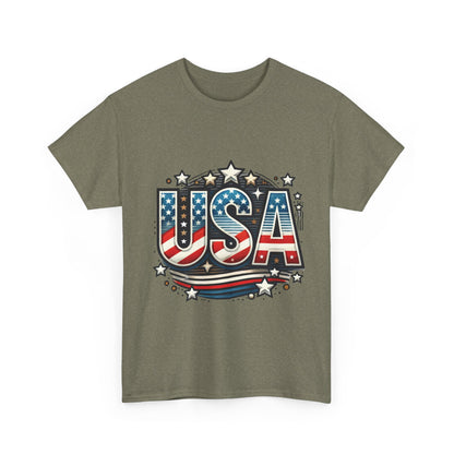 Patriotic USA T-Shirt, Unisex Heavy Cotton Tee for Independence Day, Memorial Day, 4th of July, Casual Wear, Gifts