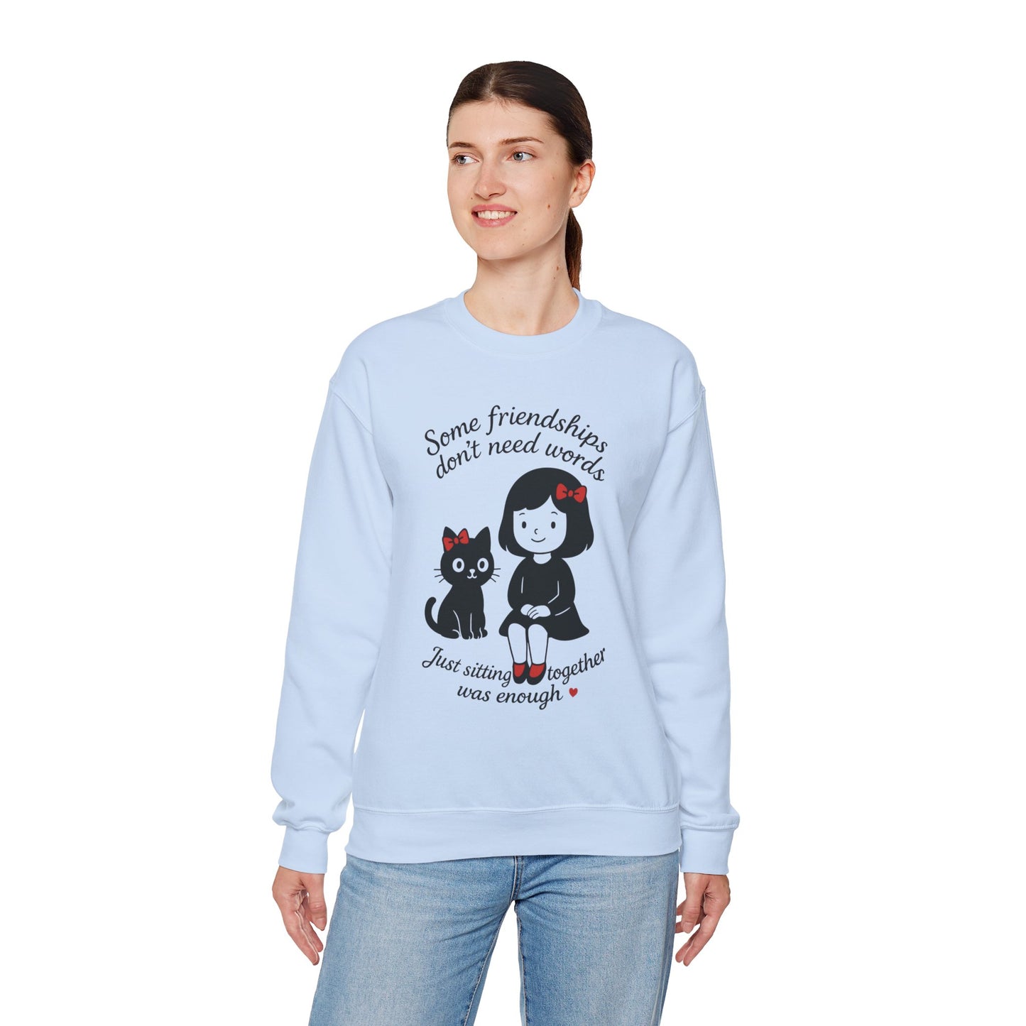 Friendship Womens Sweatshirt - Cozy Womens Crewneck with Cute Cat Design, Perfect Gift for Cat Lovers, Friendship Day, Casual Wear