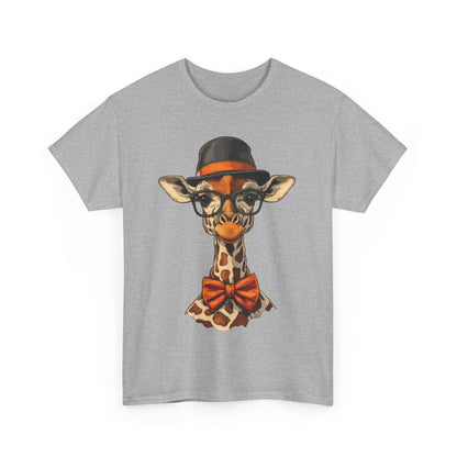 Hipster Giraffe T-Shirt with Hat and Glasses, Whimsical Giraffe Tee, Fun Gift, Cute Graphic Shirt, Unisex Heavy Cotton Tee