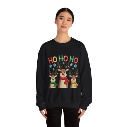 Ho Ho Ho Reindeer Christmas Sweatshirt, Cute Holiday Pullover for Women